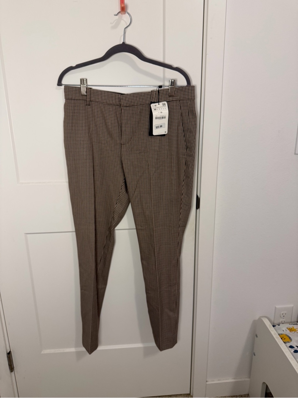 ZARA Woman Plaid Checkered Tailored Pants Brown Black Size M NWT